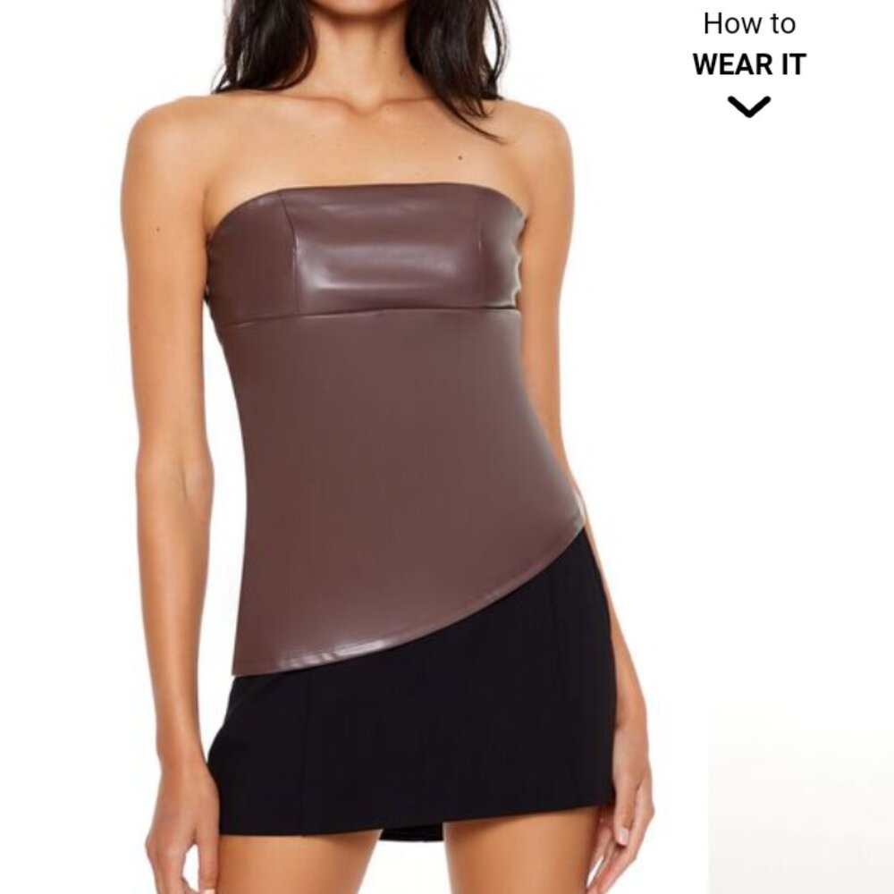 Faux Leather Asymmetrical Tube Top